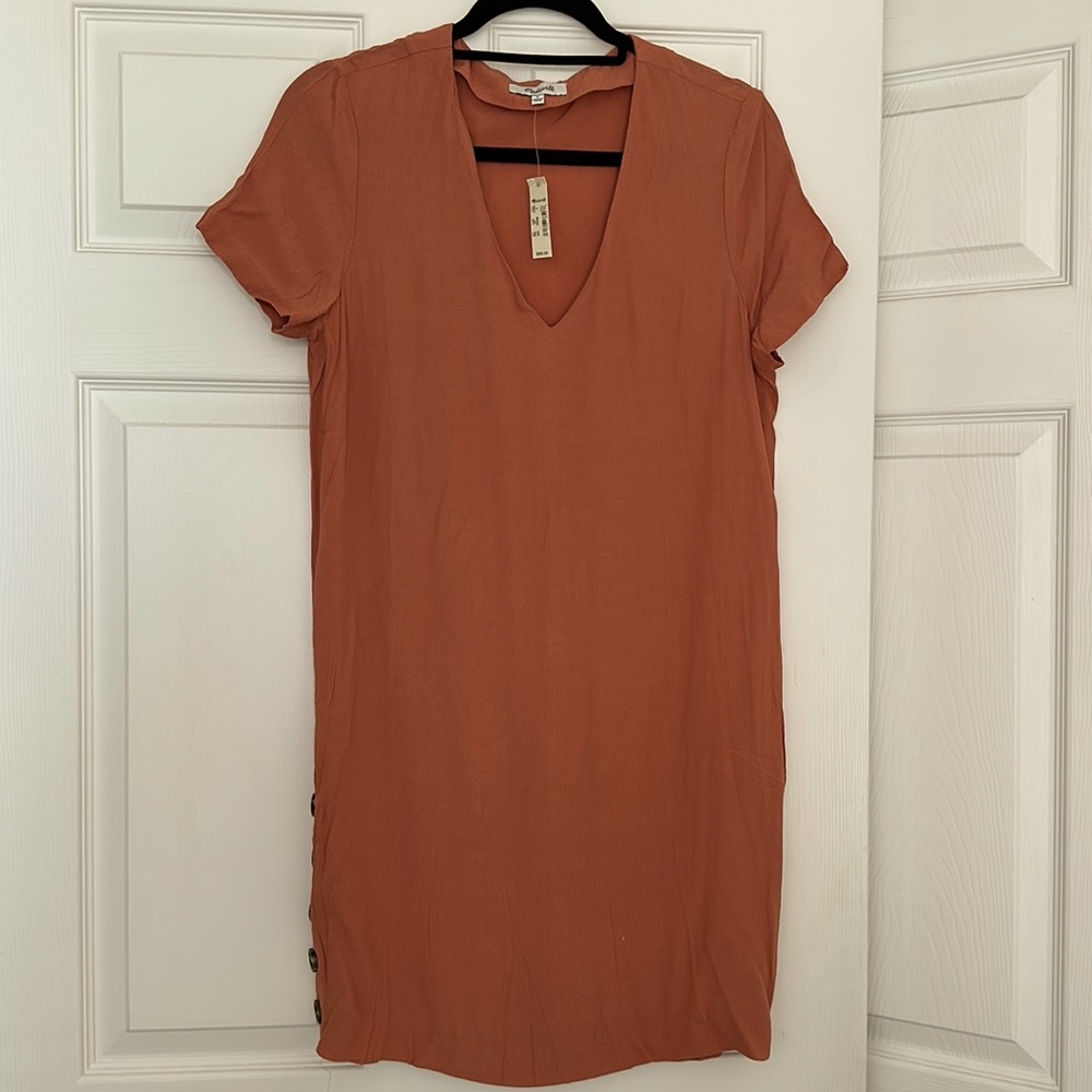 NWT Madewell coral shift dress vneck cute! Small